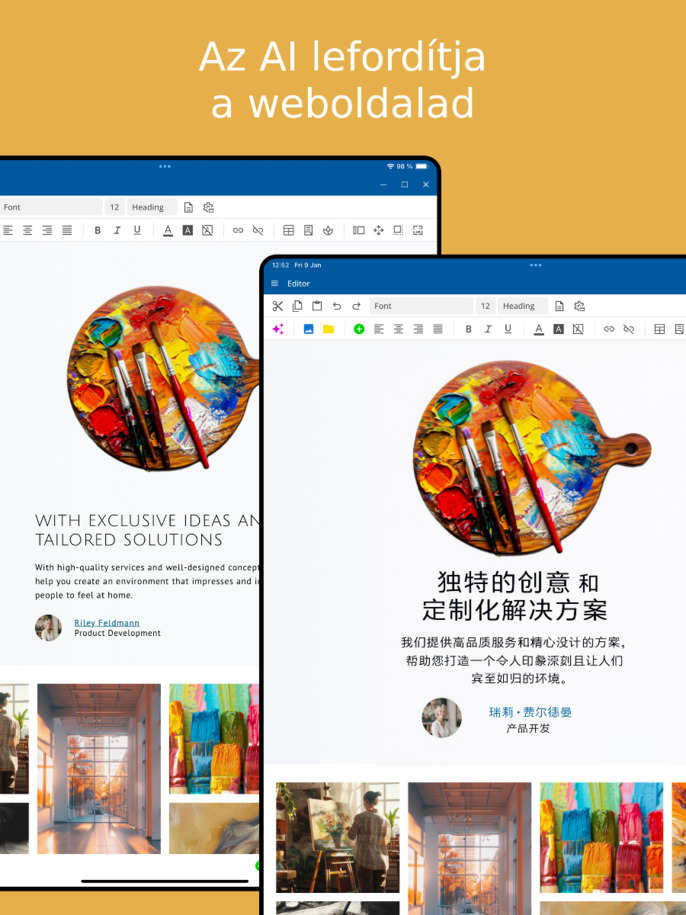AI fordítás a weboldalhoz – Tablet nézet