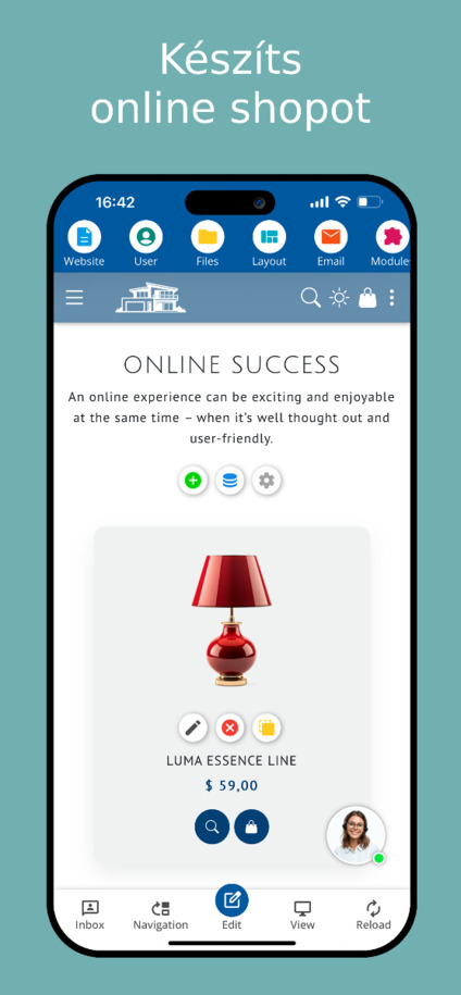 Online bolt létrehozása a Website Builder alkalmazásban – Okostelefon képernyőképe