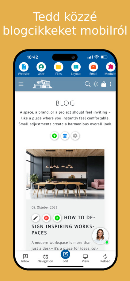 Blogbejegyzések létrehozása és közzététele mobilon – Alkalmazás nézet